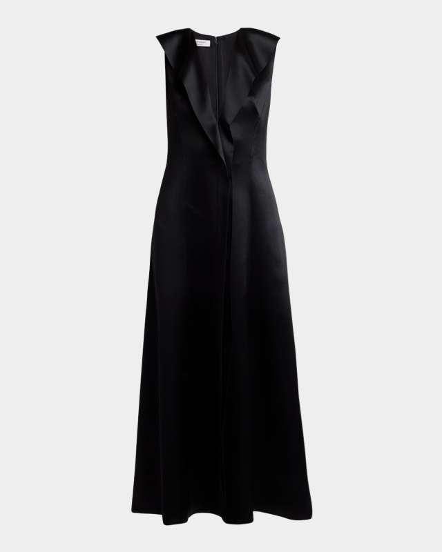 Ruffle Sleeveless Slit Midi Dress